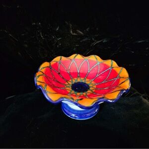 Vibrant Red and Blue Decorative Bowl